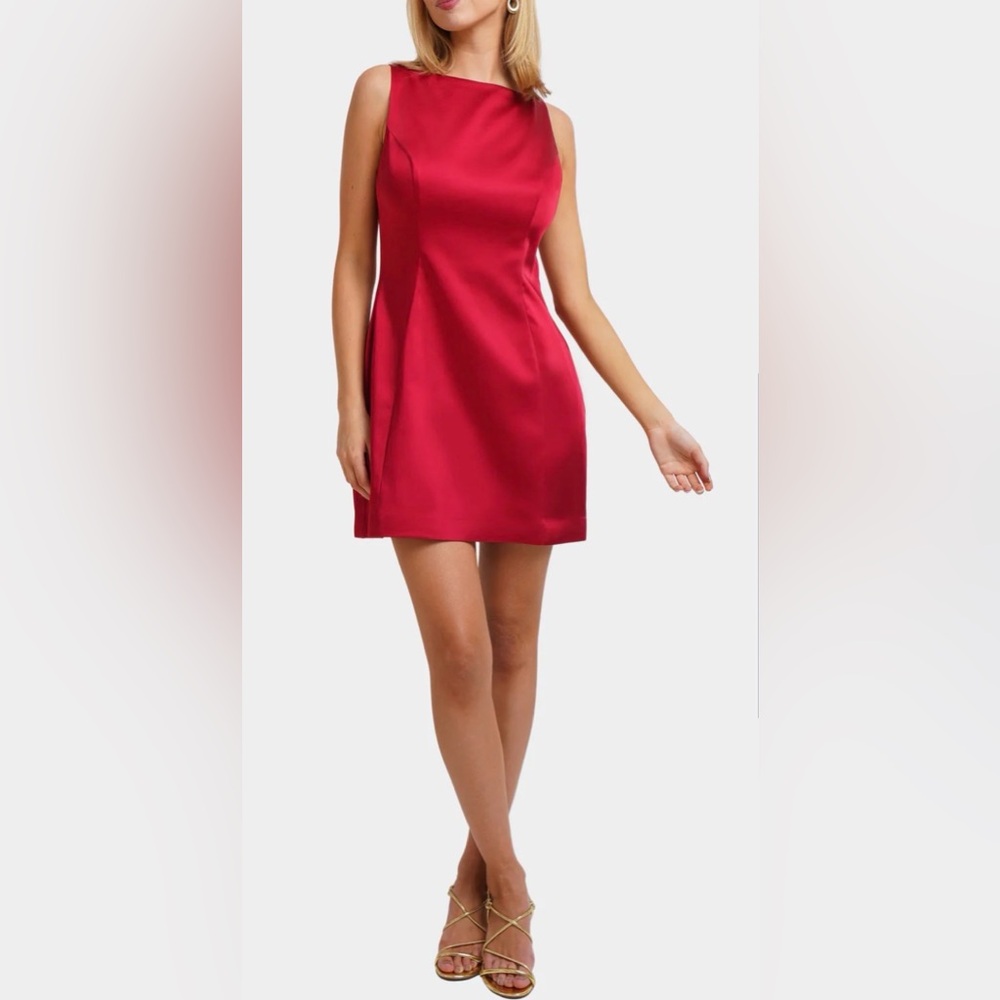 Amanda Uprichard Tonya Dress in Ruby - Picture 2 of 10